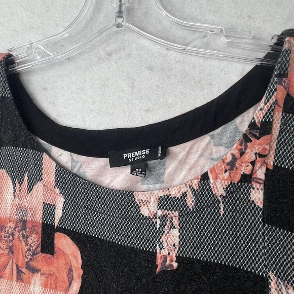 Women’s Plus Size 2X Premise Studio Black & Pink Floral Long Tunic Tank Top - Picture 10 of 16